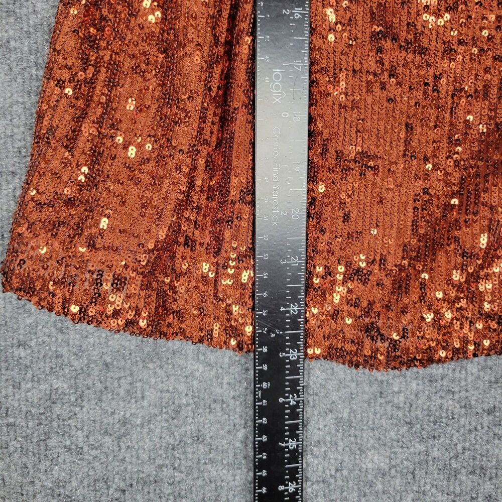 BY ANTHROPOLOGIE Marie Orange Sequin Puff Sleeve Top Event Glam Party SIZE 6 - Picture 14 of 16